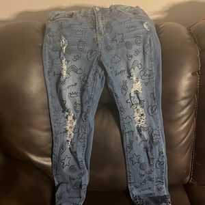 Ripped graffiti almost famous jeans